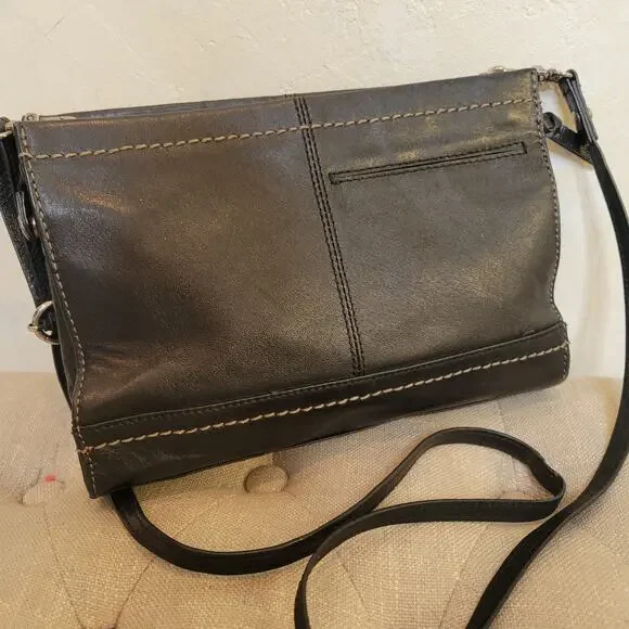 THE SAK Iris Purse Black Leather 3-Way Demi Clutch Adjustable Crossbody Bag - Picture 2 of 12